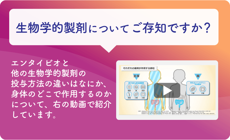 違いがわかる！「動画で見る 生物学的製剤のはたらき -潰瘍性大腸炎-」